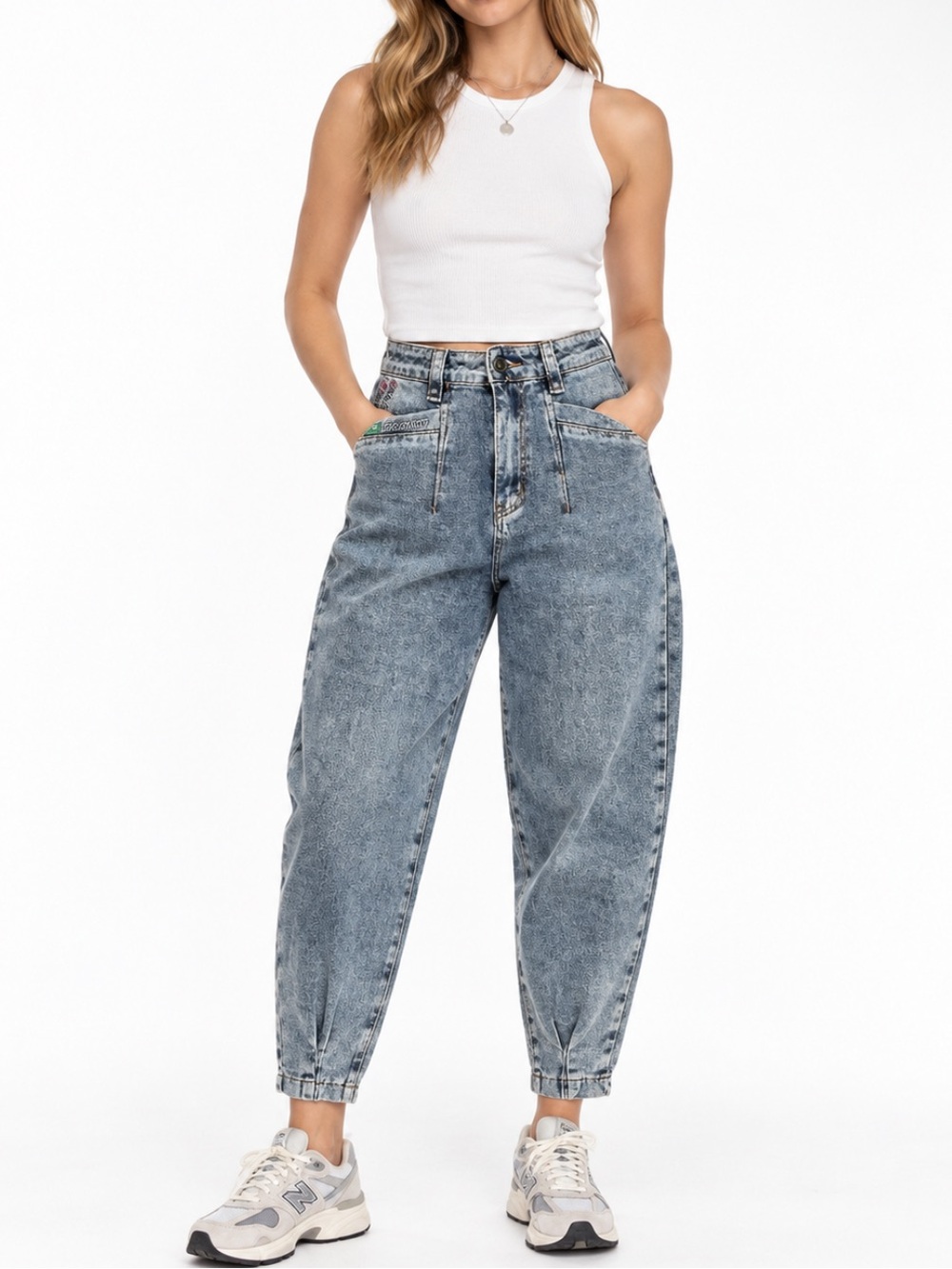 Vintage Baggy Tapered Acid Wash Jeans High Rise Slouchy Crop Denim 80s 90s Sz 29